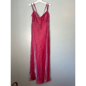 Slinky Maxi Dress Strappy V Neck Evening Gown Party Cocktail Mermaid‎ core pink